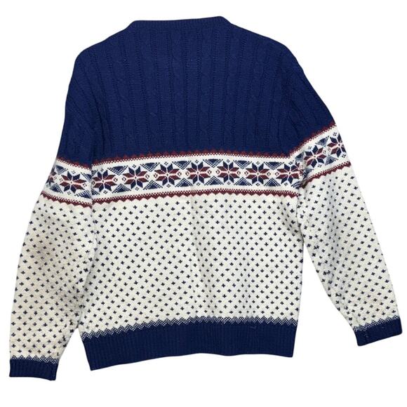 Jantzen Vintage Pull Over Fair Isle Nordic Ski Blue Red White Sweater  Men XL - Picture 3 of 6